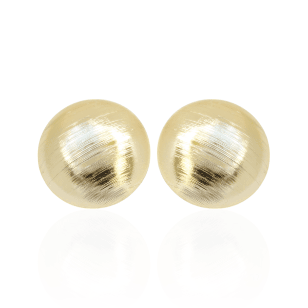 Brinco Chapa Redonda Abaulada Banho de Ouro 18K
