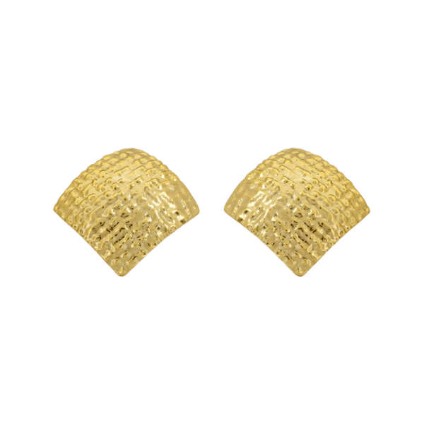 Brinco Quadrado Texturizado Banho de Ouro 18K