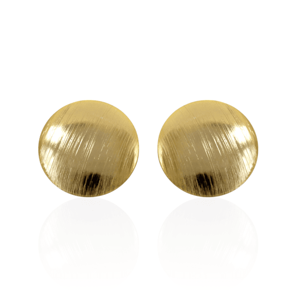 Brinco Chapa Redonda Escovada M Banho de Ouro 18K