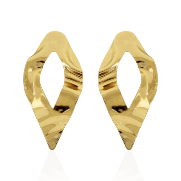 Brinco Losango Orgânico Banho de Ouro 18K