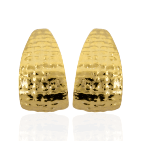 Brinco Meia Argola Texturizada Banho de Ouro 18K