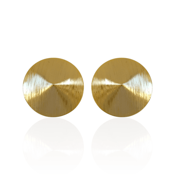 Brinco Chapa Redonda Escovada G Banho de Ouro 18K