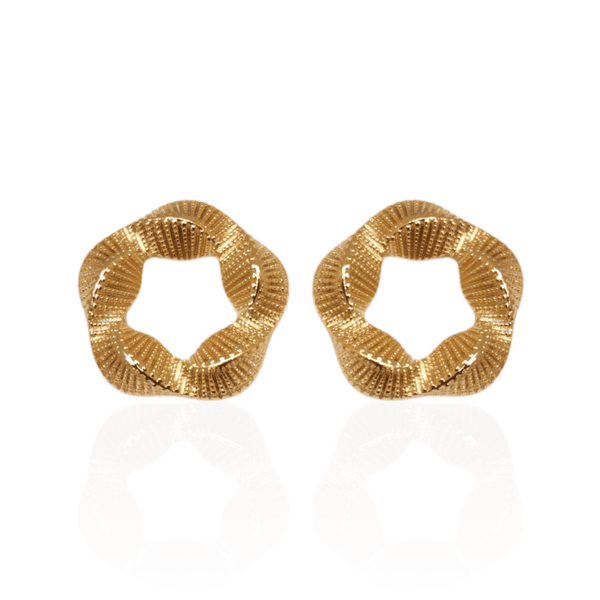 Brinco Redondo Torcido Texturizado Banho de Ouro 18K