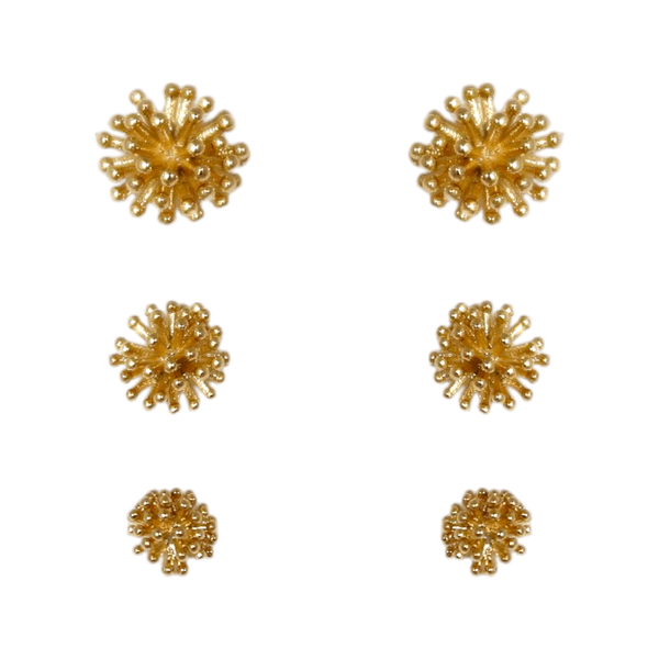 Brinco Trio Dente de Leão Banho de Ouro 18K