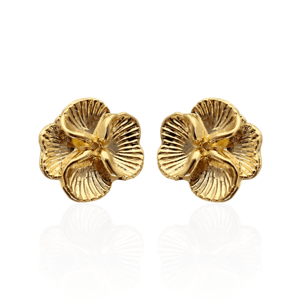 Brinco Orquídea Banho de Ouro 18K