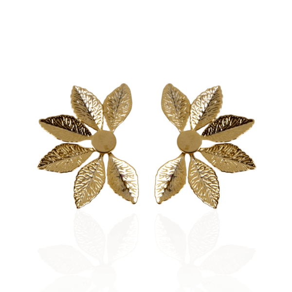 Brinco Meia Flor Banho de Ouro 18K