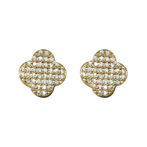 Brinco Argola Trevo Cravejado Banho de Ouro 18K