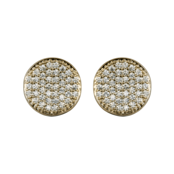 Brinco Argola Redonda Cravejada Banho de Ouro 18K