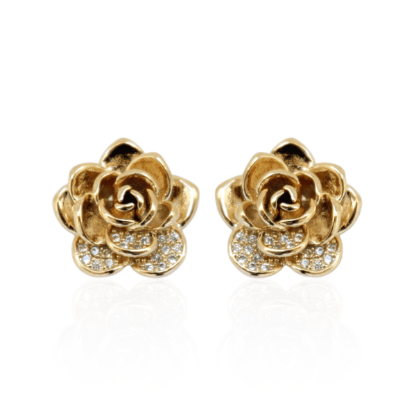 Brinco Rosa com Zircônias Banho de Ouro 18K