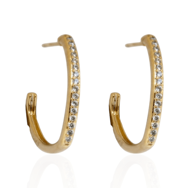 Brinco Argola Coração Cravejada Grande Banho de Ouro 18K