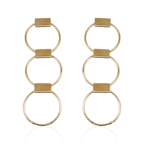 Brinco Grande Elos Banho de Ouro 18K