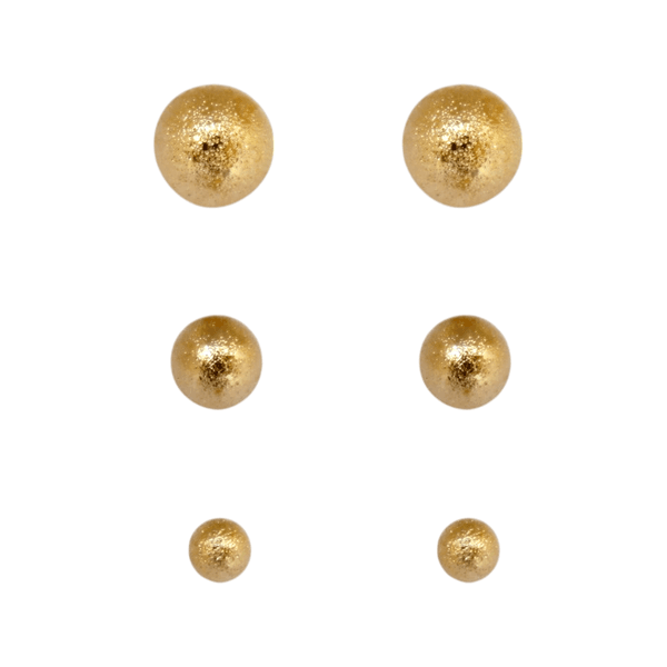 Brinco Trio Esferas Texturizadas Banho de Ouro 18K