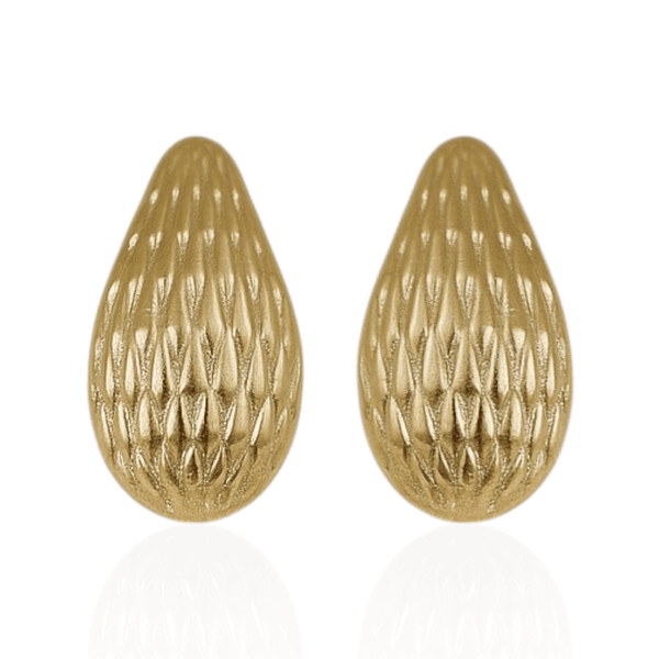 Brinco Gota Trabalhada Banho de Ouro 18K