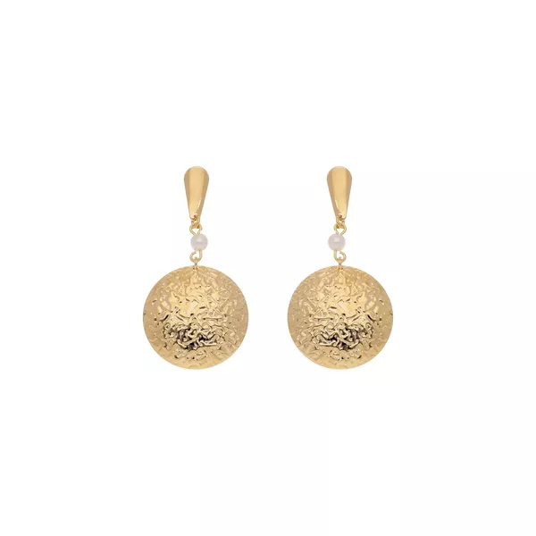 Brinco Medalhão Redondo com Perola by Kumbayá Joias 