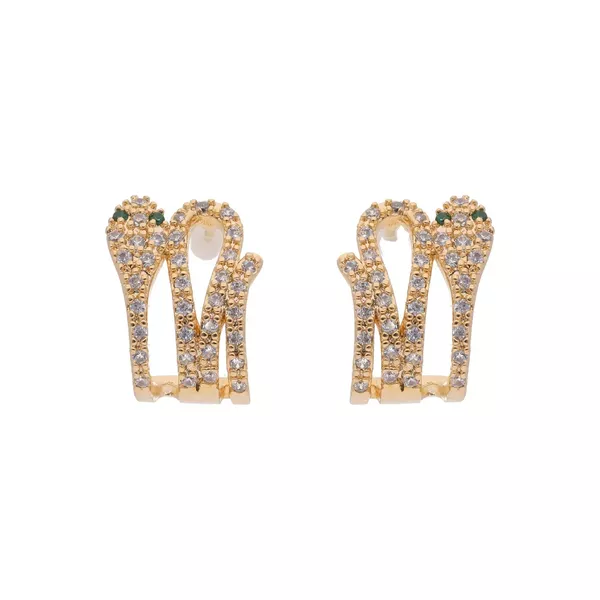 Brinco Ear Cuff Cobra de Zirconia Incolor Detalhe em Zirconia Verde. by Kumbayá Joias 