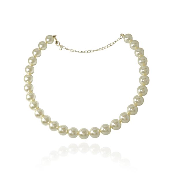 Choker Corrente Pérolas 12mm Banho de Ouro 18K