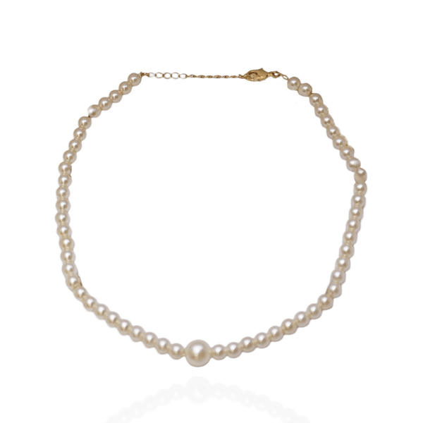 Colar Pérolas 6mm e Pérola Central de 10 mm Banho de Ouro 18K