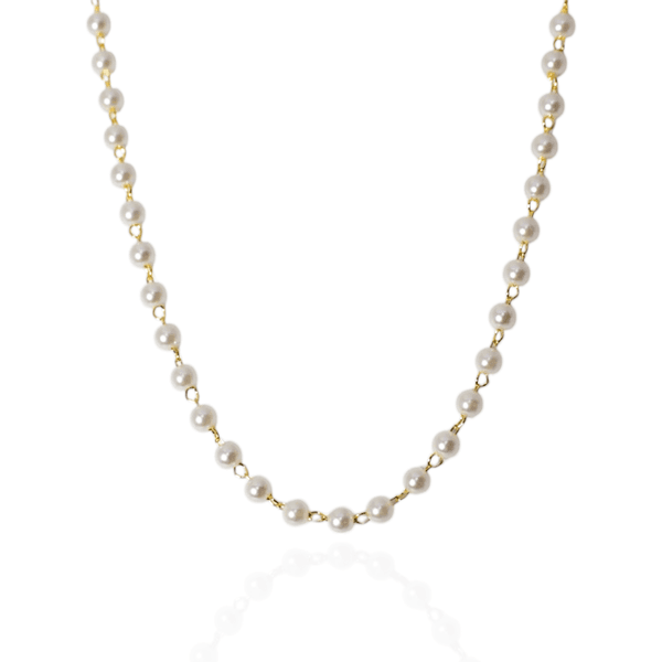 Choker Corrente Pérolas 4mm Banho de Ouro 18K