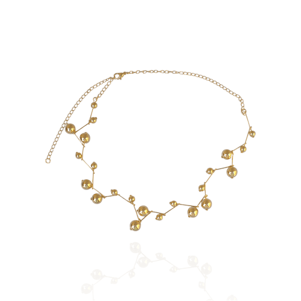 Colar Arabesco Bolas Grandes e Médias Banho de Ouro 18K