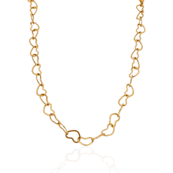 Choker Elo Corações Grande Banho de Ouro 18K