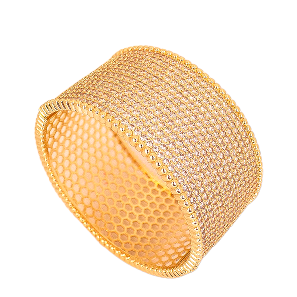 Bracelete Largo Cravejado De Zircônias By Kumbayá Joias