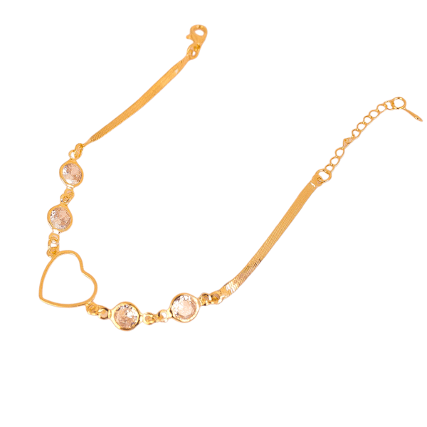 Pulseira Lacraia e Coração com Ponto de Luz Banho de Ouro 18K