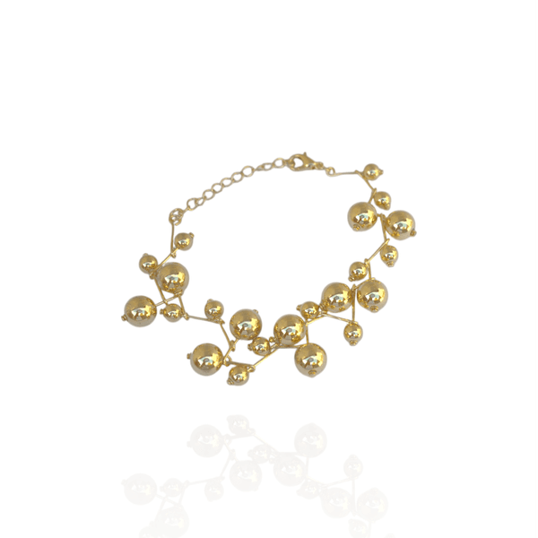 Pulseira Arabesco Bolas Grandes e Médias Semijoia Banho de Ouro 18K