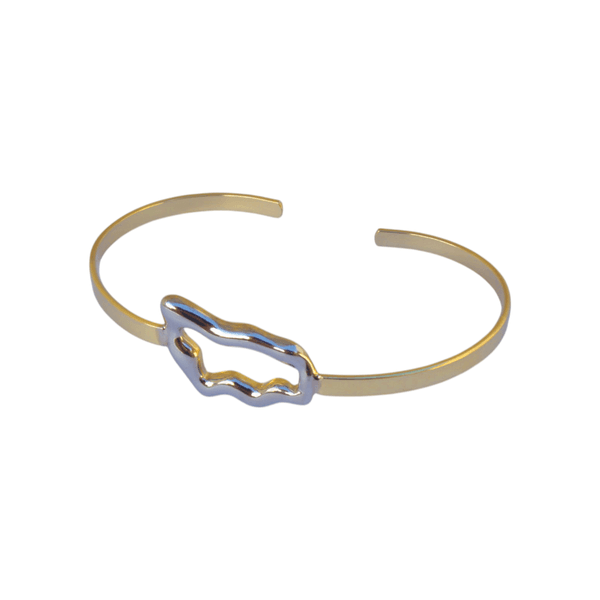 Bracelete com detalhe de Forma Geométrica em Ródio Banho de Ouro 18K