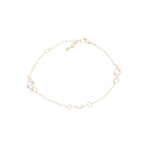 Pulseira 3 Pingentes Zirconia Incolor Semijoia