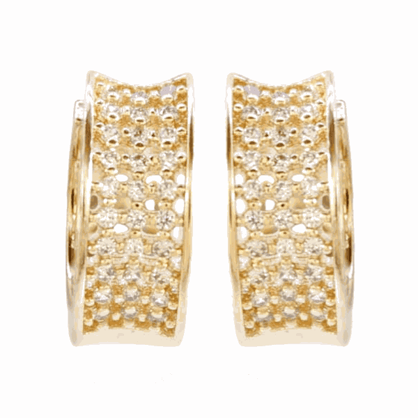 Brinco Argola Cravejada de Zircônias Banho de Ouro 18K