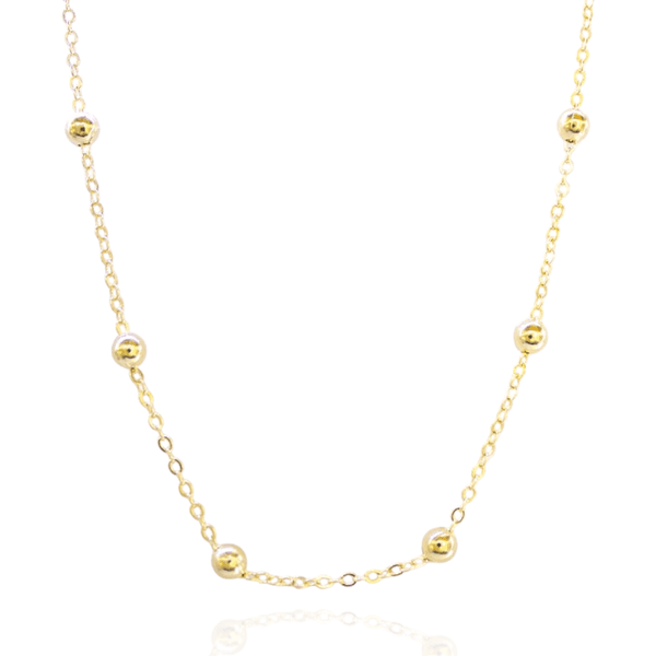 Colar Longo com Esferas Pequenas Banho de Ouro 18K