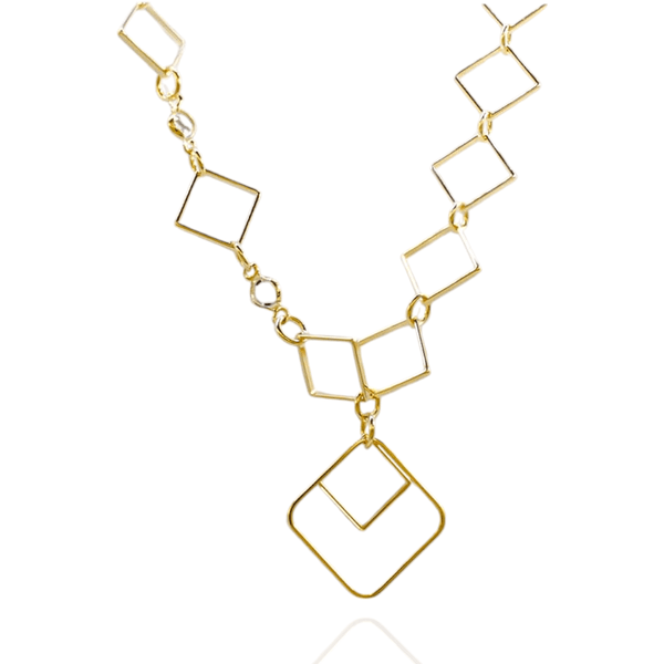 Colar Formas Geométricas com Zircônias Banho de Ouro 18K