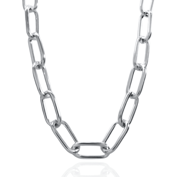 Colar Elo Cartier Oval Metal Prateado 