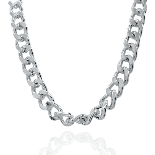 Colar Elo Groumet Pequeno Metal Prateado 