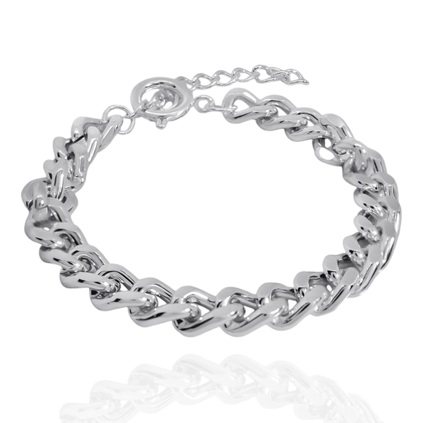 Pulseira Elo Groumet Pequeno Metal Prateado 