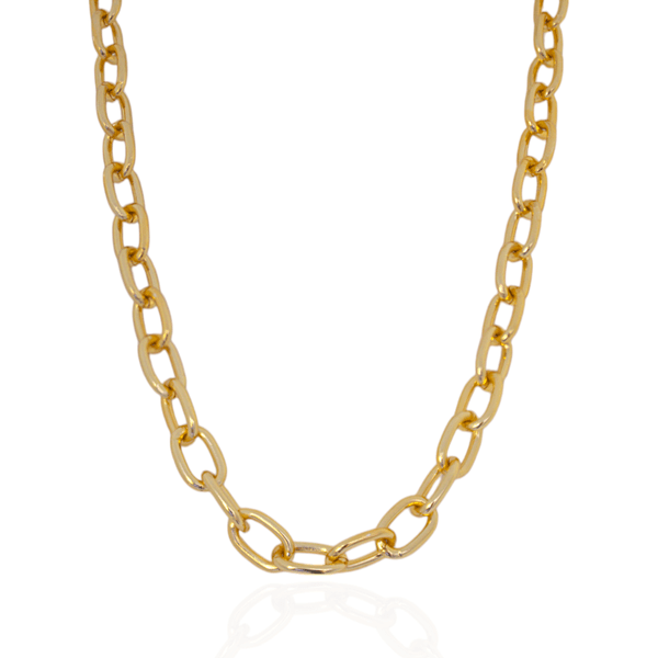 Colar Elo Groumet Fino Metal Dourado