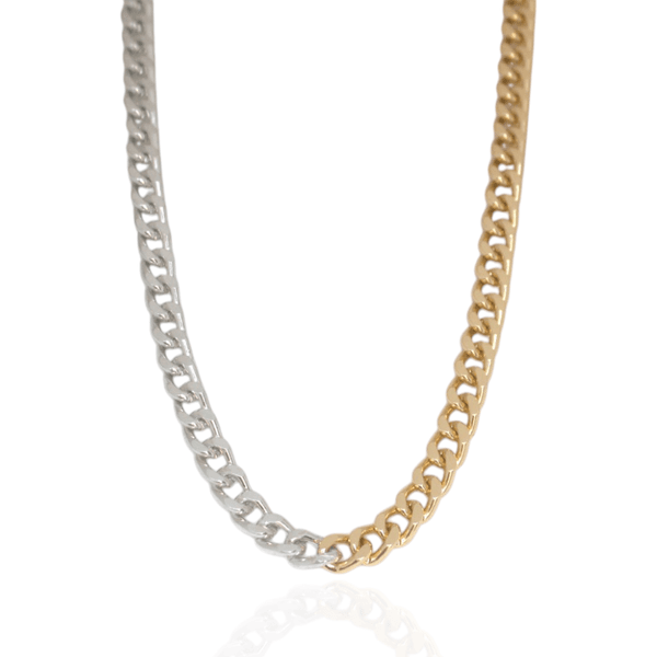 Colar Elo Groumet Pequeno Metal Dourado e Prateado 