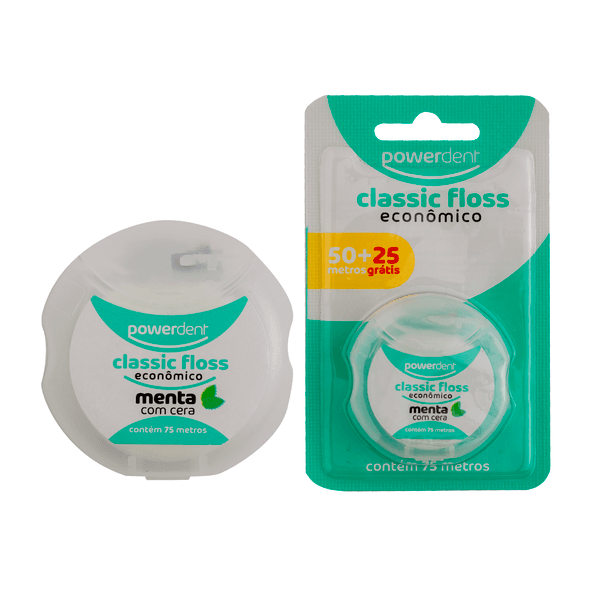 Fio dental Powerdent Classic Floss Econômico - 75 m