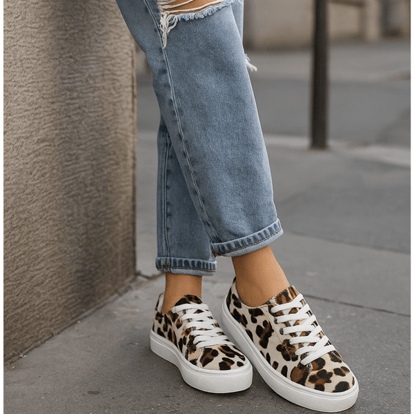 Tênis Casual Couro Premium Pelo Onça Branco 1500