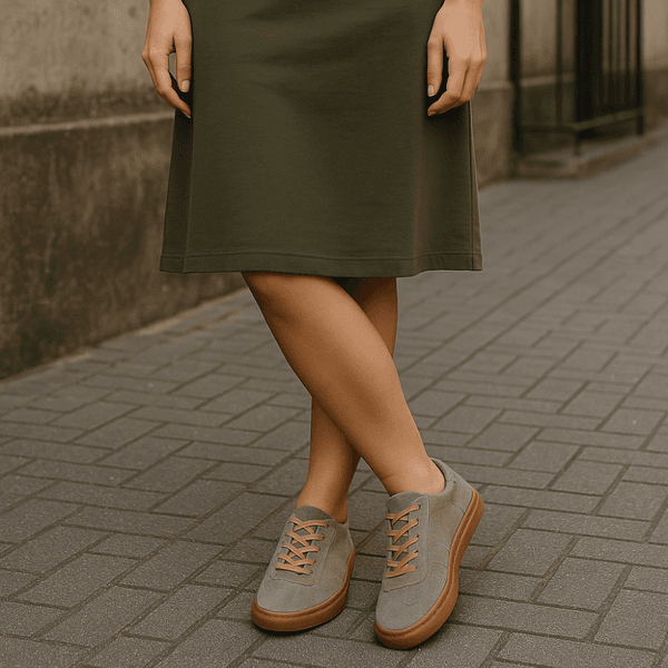 Tênis Casual Couro Premium Camurça Verde Militar 7705 