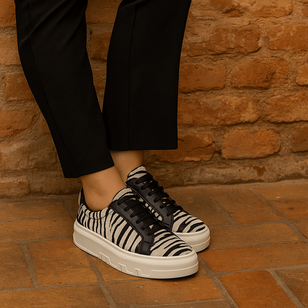Tênis Casual Animal Print Couro Premium Pelo Zebra 2018