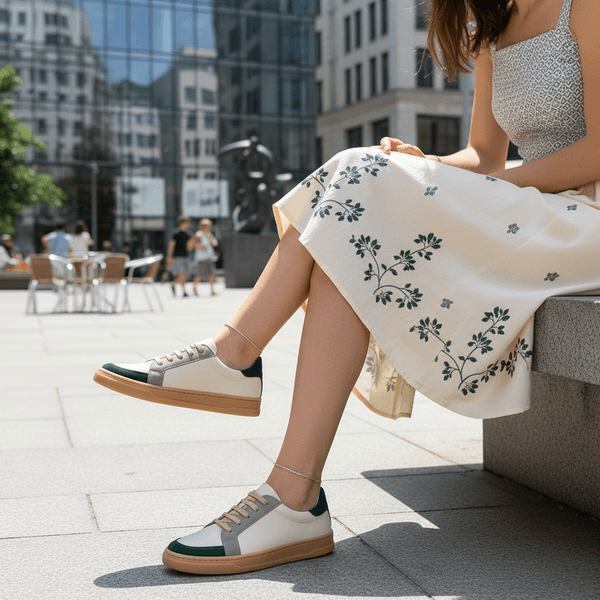 Tênis Casual Couro Premium Plume Off White Oliva Camurça Verde 20211