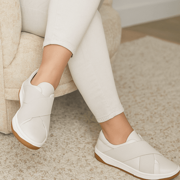 Tênis Slip On Couro Premium Plume Natural 1004