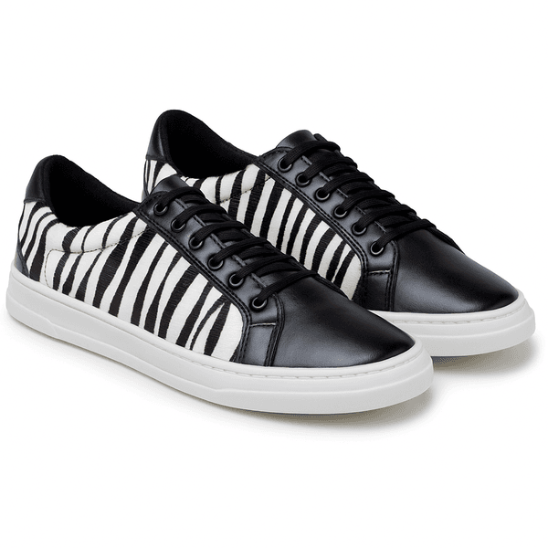 Tênis Casual Couro Premim Animal Print Paris Preto Pelo Zebra Preta 2018