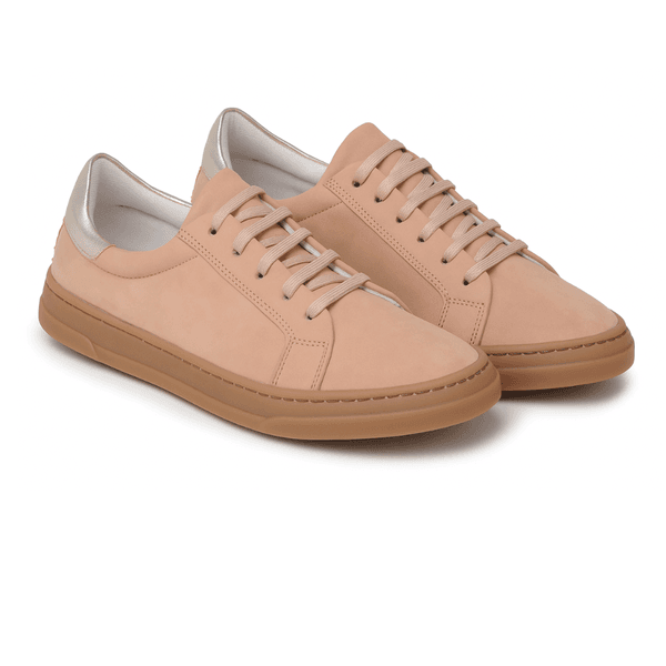 Tênis Casual Couro Premium Velor Amendoa 2020 