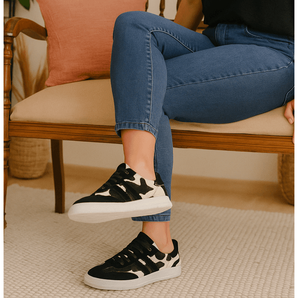 Tênis Couro Premium Couro Animal Print Pelo 2042
