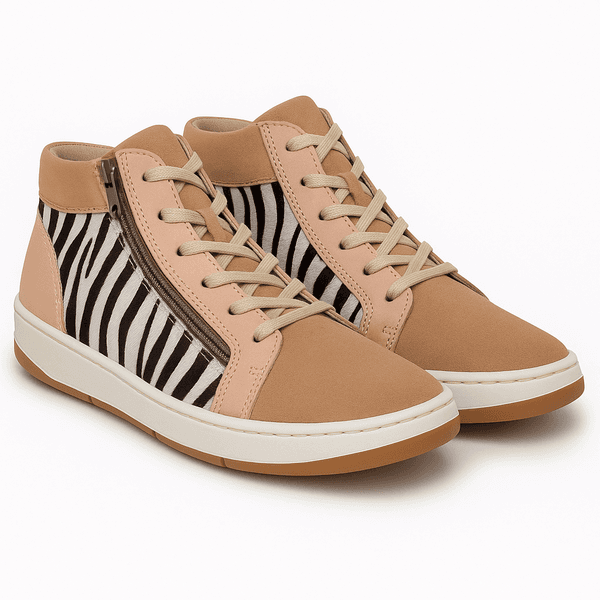 Bota Couro Premium Graxo Nude Pelo Zebra 2055