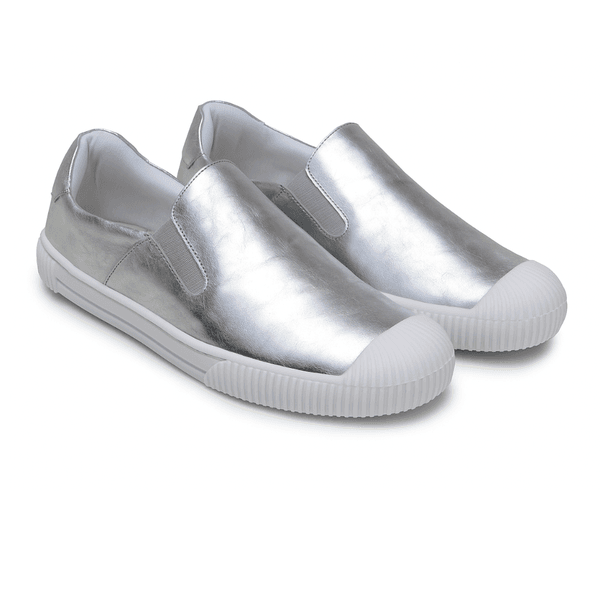 Tênis Slip On Charlote Couro Premium Plume Prata 510