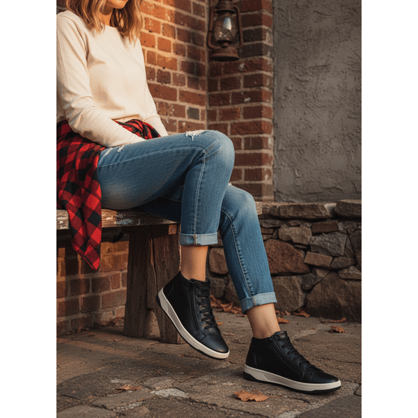 Tênis Couro Cano Alto Premium Bella Plume Paris 2055 