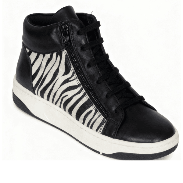 Tênis Botinha Couro Premium Animal Print Preto Pelo Zebra 2055